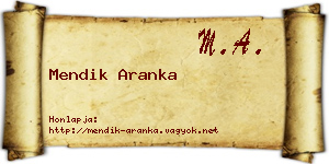 Mendik Aranka névjegykártya